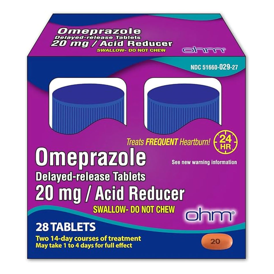 Omeprazole 20 mg Tablet 28 Tablets - Pharmaceuticals>Rx>Anti-Ulcer Agents and Antacids - Ohm Labs