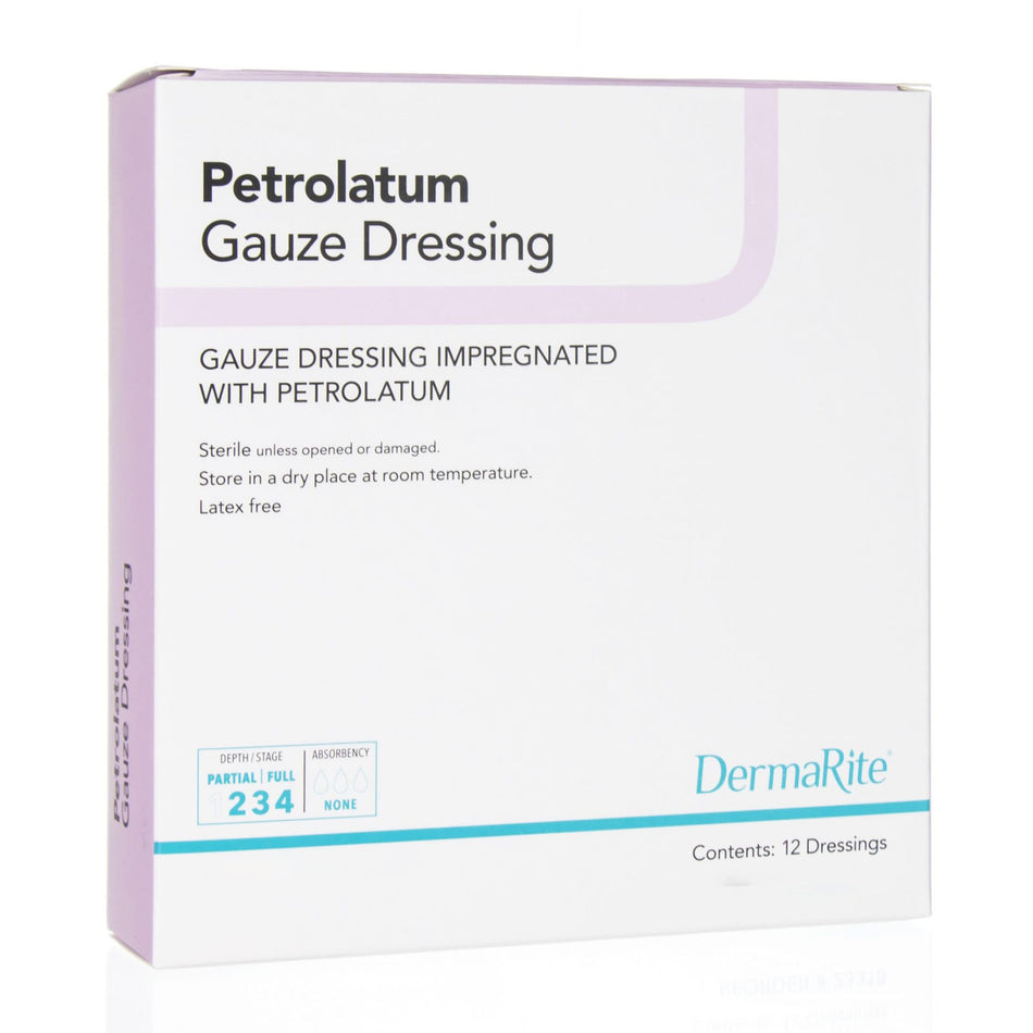 DermaRite� Petrolatum Impregnated Dressing, 1 x 8 Inch-Petrolatum Impregnated Dressing DermaRite� Strip 1 X 8 Inch Sterile