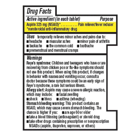 Geri-Care 325-mg Aspirin-Pain Relief Geri-Care 325 mg Strength Aspirin Tablet 100 per Bottle