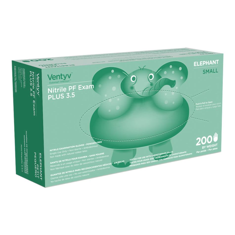 Ventyv Plus 3.5 Elephant Nitrile Exam Glove, Small, Violet-Exam Glove Ventyv Plus 3.5 ELEPHANT Small NonSterile Nitrile Standard Cuff Length Textured Fingertips Violet Chemo Tested