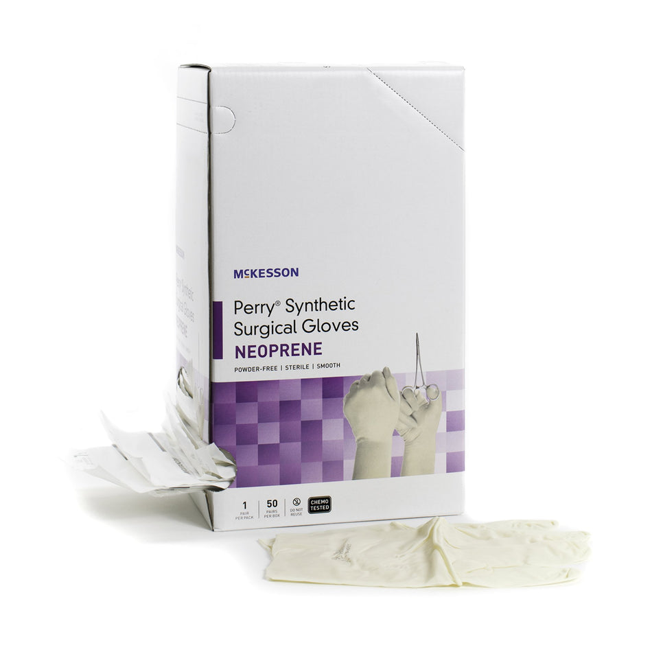McKesson Perry Polychloroprene Surgical Glove, Size 8, Cream-Surgical Glove McKesson Perry Synthetic Surgical Gloves Size 8 Sterile Polychloroprene Standard Cuff Length Smooth Cream Chemo Tested