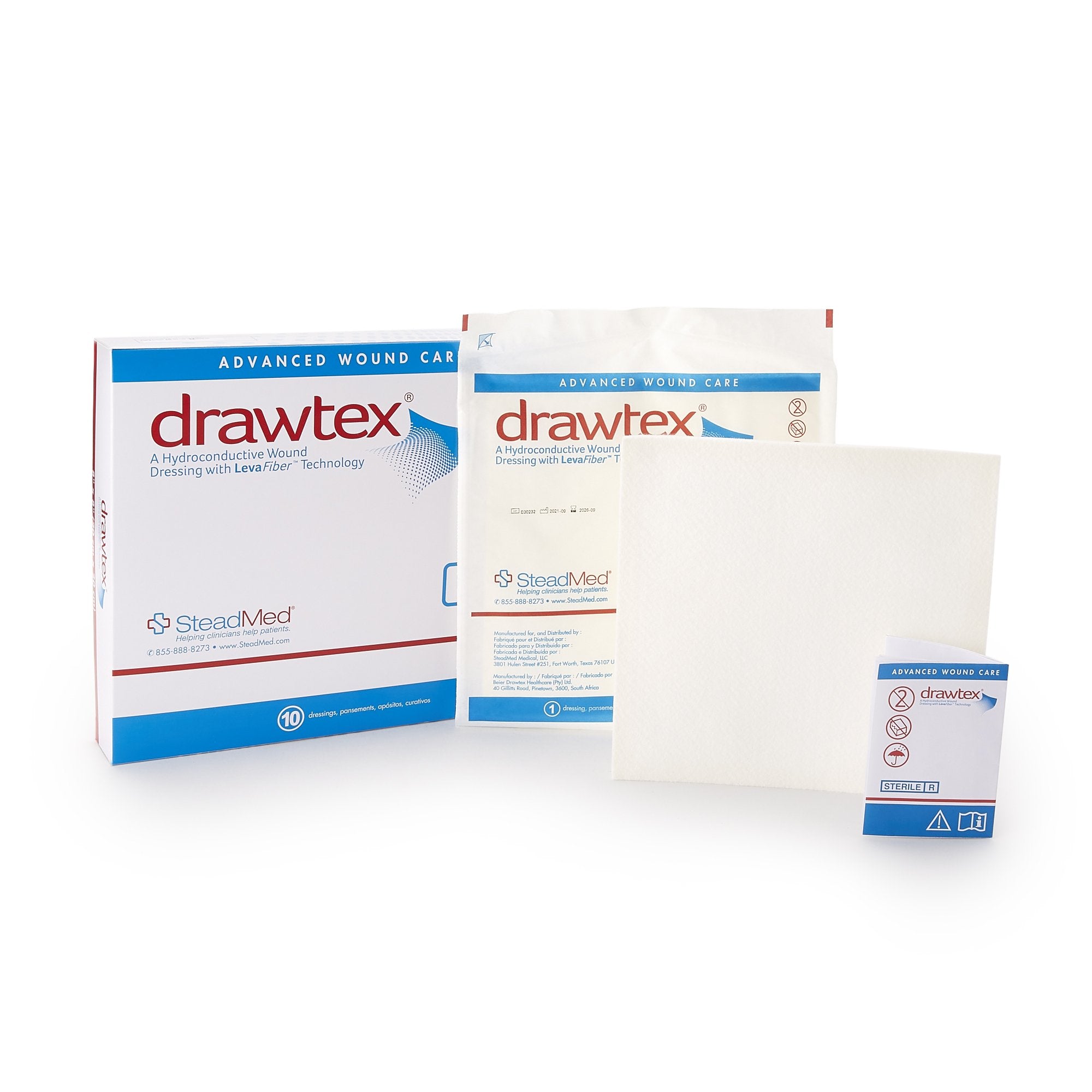 Drawtex Nonadherent Dressing, 8 x 8 Inch-Hydroconductive Wound Dressing Drawtex 8 X 8 Inch Square