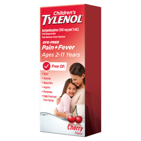 Tylenol Children's Pain + Fever Oral Suspension, Cherry Flavor-Children's Pain Relief 160 mg / 5 mL Strength Acetaminophen Oral Suspension 4 oz.