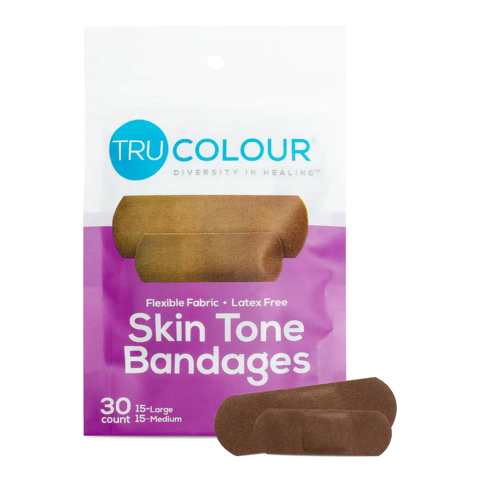 TruColour� Dark Brown Adhesive Strip, 1 x 3 Inch-Waterproof Adhesive Strip Tru-Colour� 1 X 3 Inch Fabric Rectangle Dark Brown Sterile