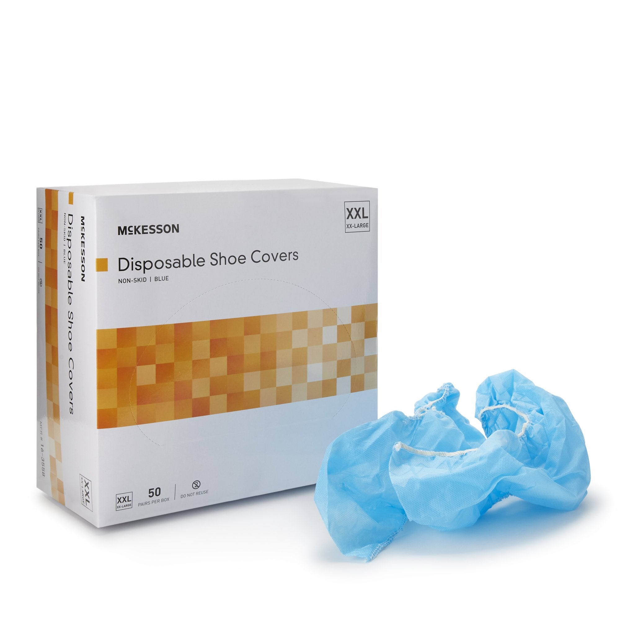McKesson Shoe Covers, 2X-Large, Nonskid Sole, Blue-Shoe Cover McKesson 2X-Large Shoe High Nonskid Sole Blue NonSterile