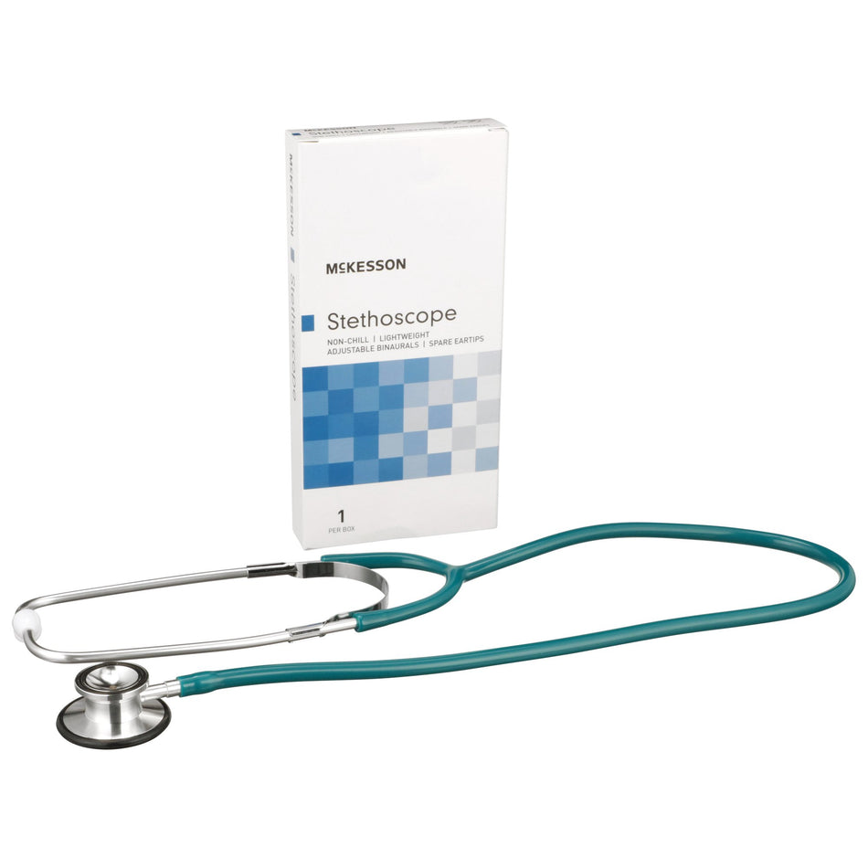 McKesson Classic Dual Head Stethoscope, Teal-General Exam Stethoscope McKesson Teal Blue 1-Tube 22 Inch Tube Double Sided Chestpiece