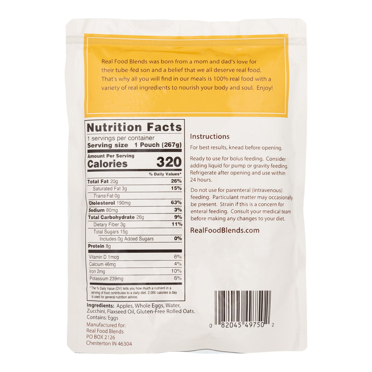 Real Food Blends™ Eggs, Apples & Oats Puree Food Blend for Tube Feeding, 9.4-oz. - Nutritionals and Feeding Supplies>Nutri...