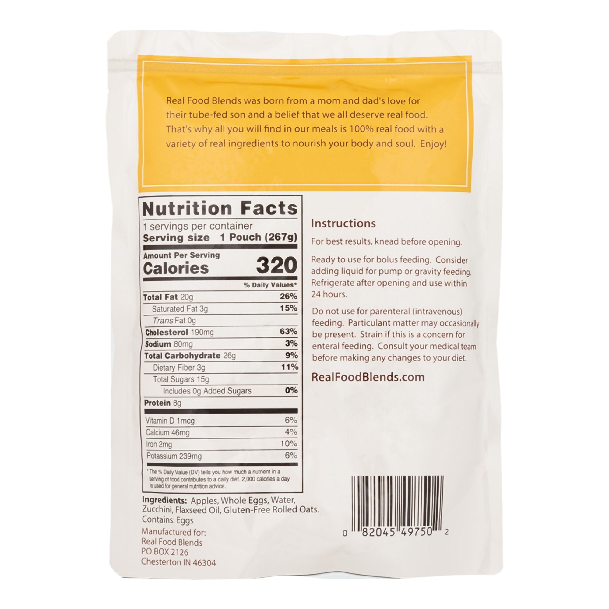 Real Food Blends™ Eggs, Apples & Oats Puree Food Blend for Tube Feeding, 9.4-oz. - Nutritionals and Feeding Supplies>Nutri...