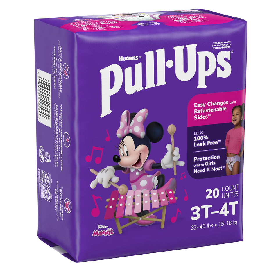 Huggies Pull-Ups Learning Designs for Girls Training Pants, 3T to 4T-Female Toddler Training Pants Pull-Ups Size 3T to 4T Disposable Moderate Absorbency