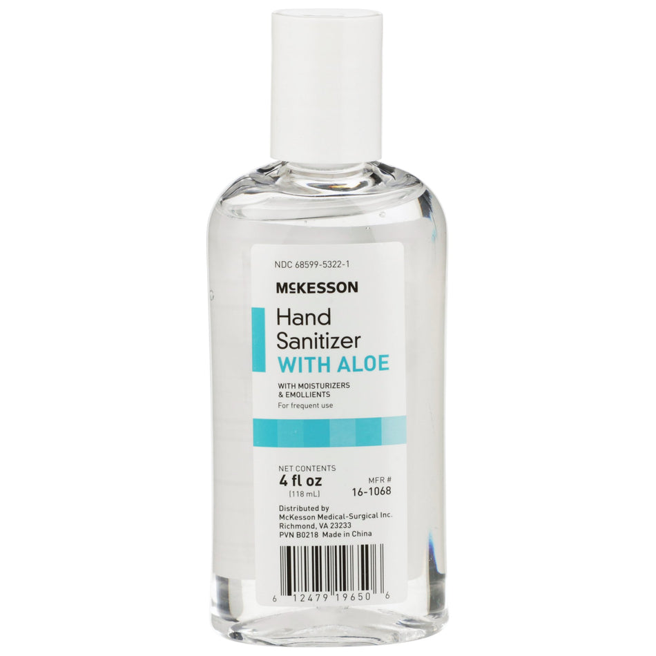 McKesson Gel Hand Sanitizer with Aloe 4 oz.-Hand Sanitizer with Aloe McKesson 4 oz. Ethyl Alcohol Gel Bottle