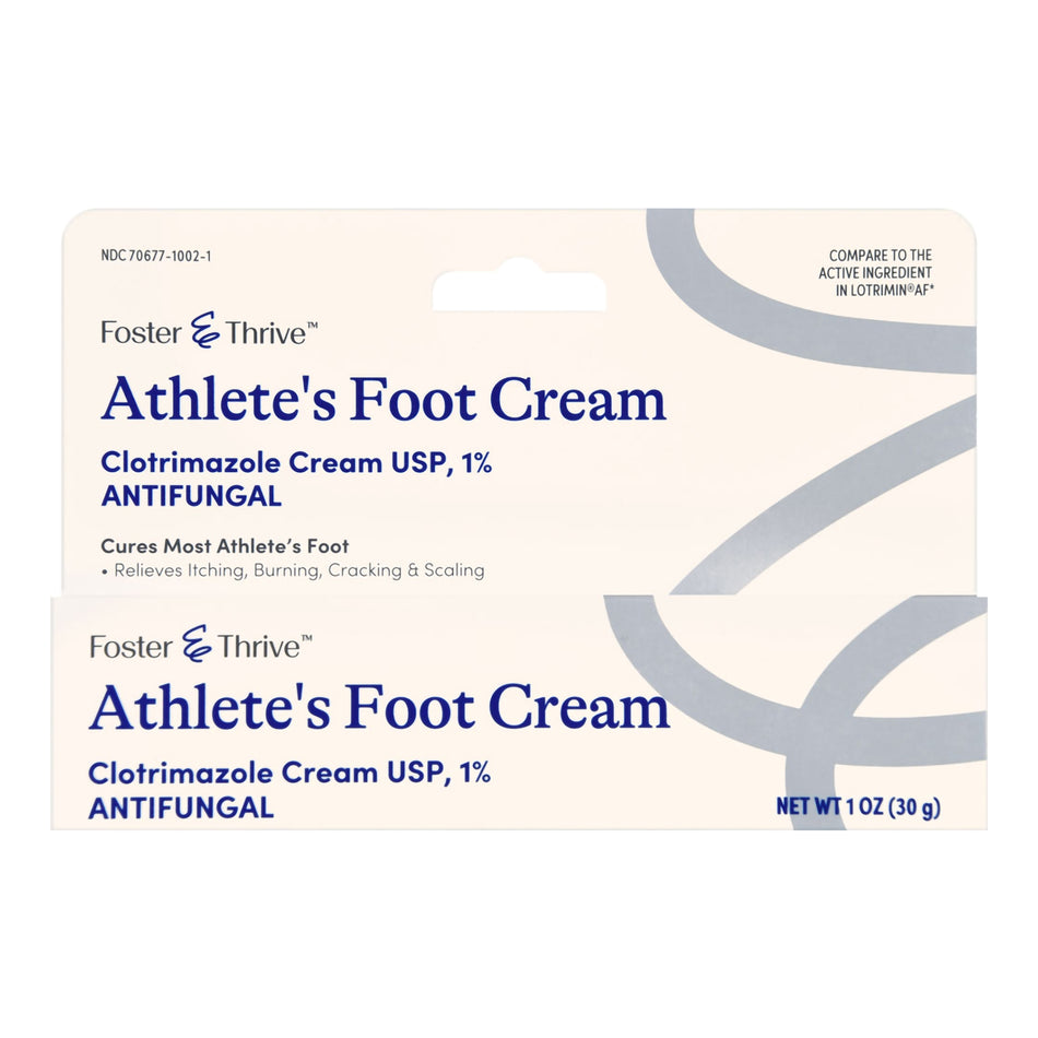 Foster & Thrive 1% Clotrimazole Athlete's Foot Cream-Antifungal Foster & Thrive 1% Strength Cream 1 oz. Tube