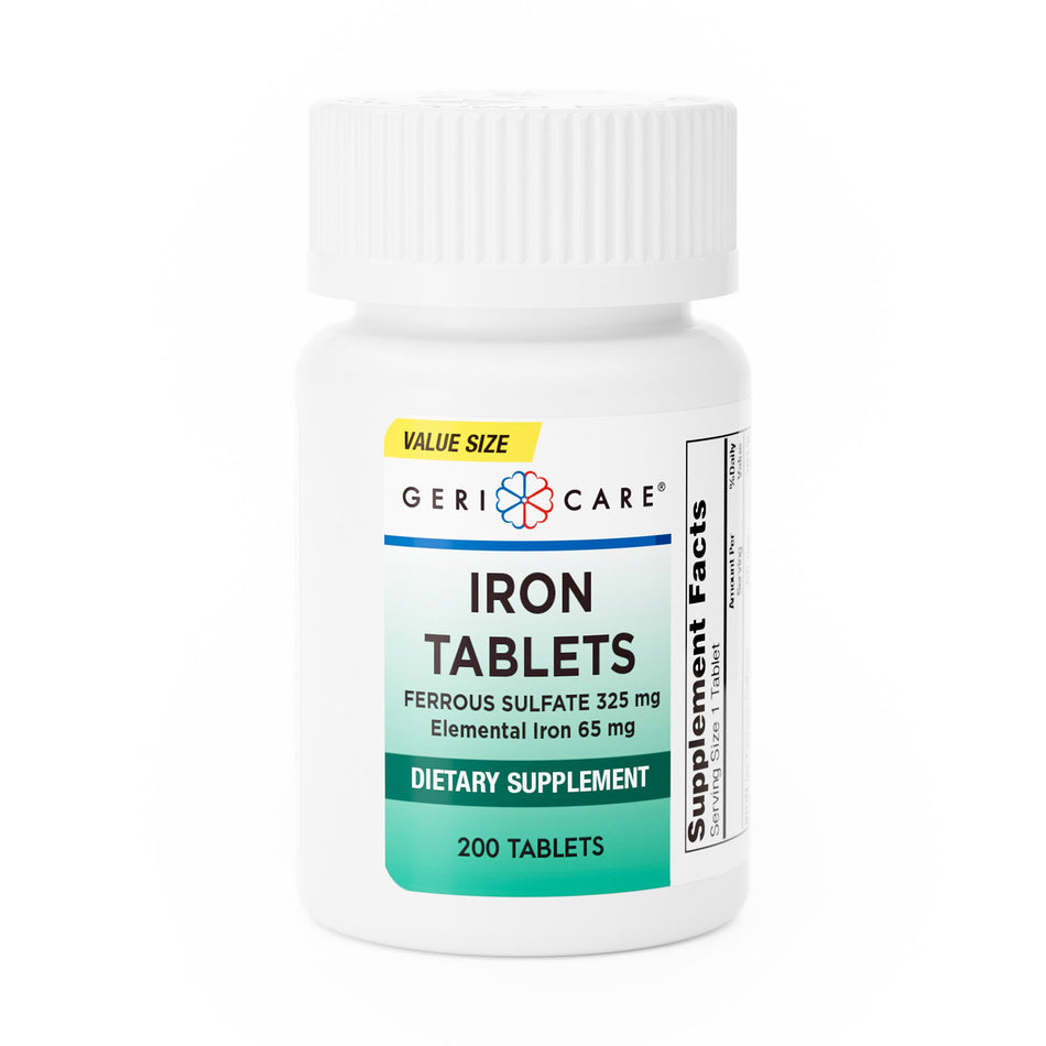 Geri-Care Iron Mineral Supplement-Mineral Supplement Geri-Care Iron 325 mg Strength Tablet 200 per Bottle