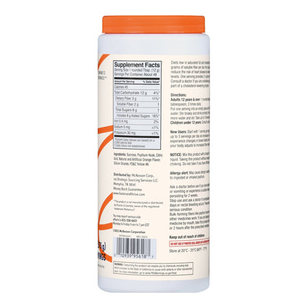 Foster & Thrive Fiber Powder Psyllium Husk, Orange Flavor-Fiber Supplement Foster & Thrive Orange Flavor Powder 20.3 oz. Psyllium Husk