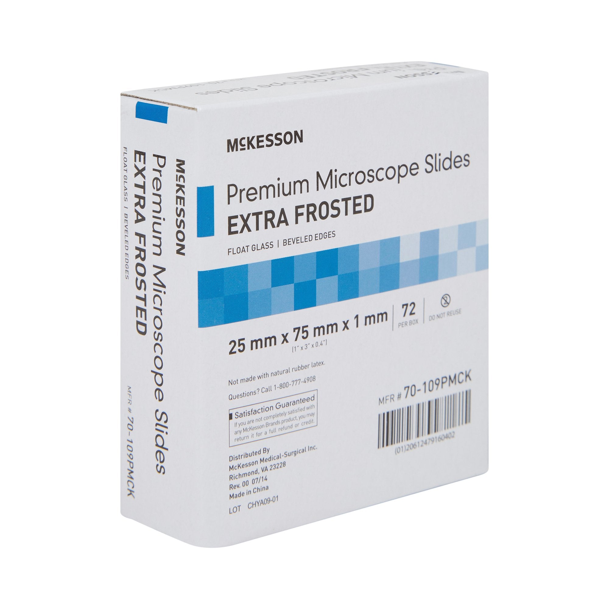 McKesson Glass Microscope Slide, 25 x 75 x 1 mm-Microscope Slide McKesson 25 X 75 X 1 mm Extra-Frosted End