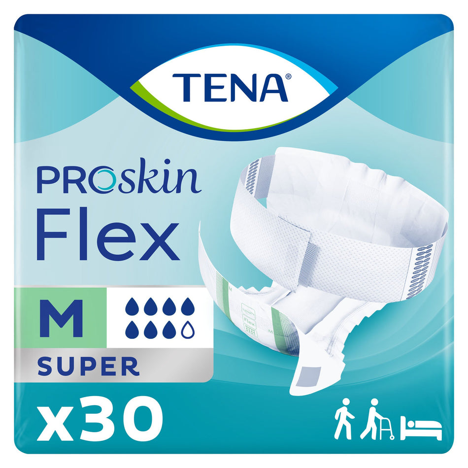 Tena Flex Super Belted Incontinence Briefs, Medium-Unisex Adult Incontinence Belted Undergarment TENA ProSkin Flex Super Size 12 Disposable Heavy Absorbency