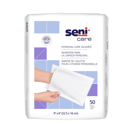 Seni Care Wash Glove-Wash Glove Seni Care 6 X 9 Inch White Disposable