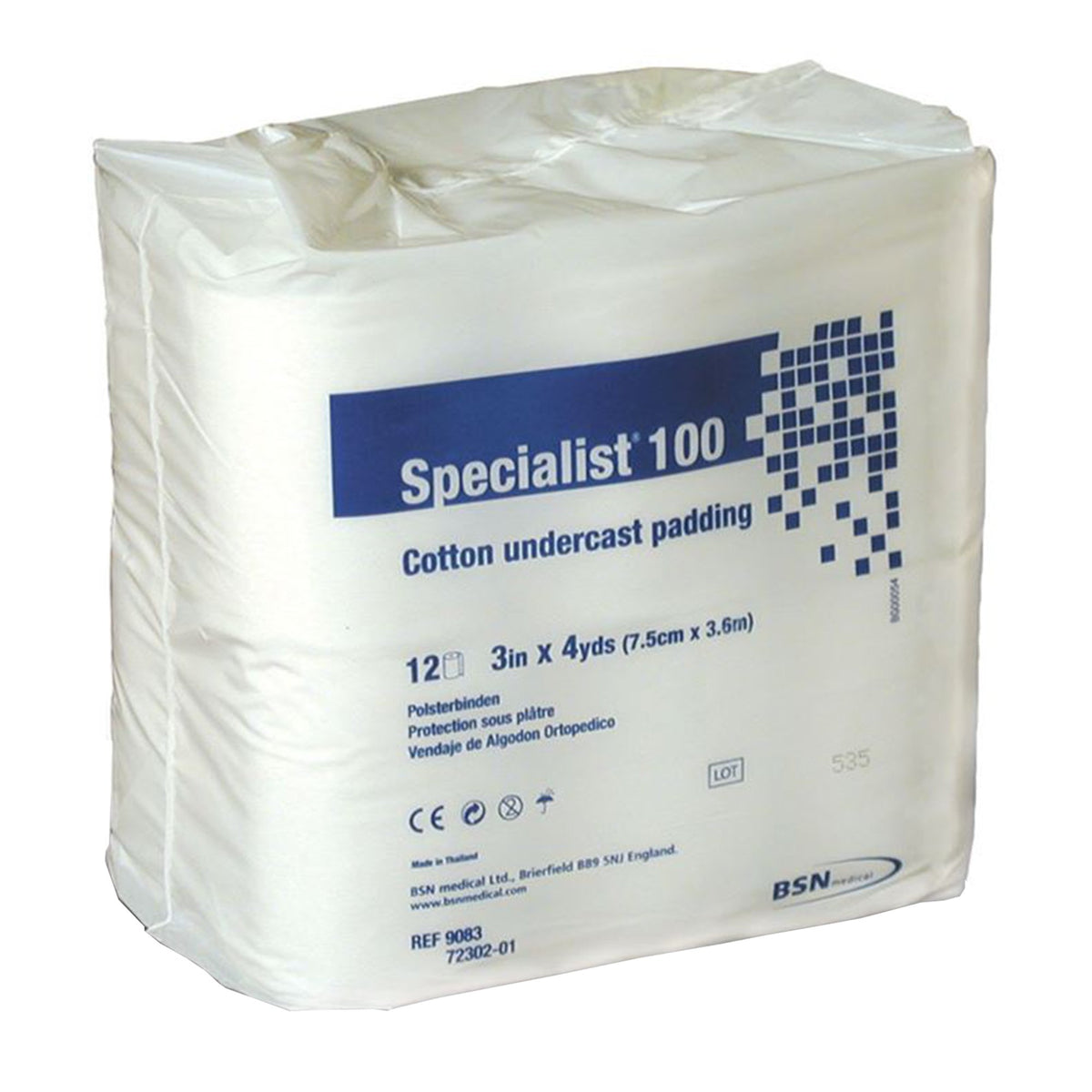 Specialist® 100 White Cotton Undercast Cast Padding, 3 Inch x 4 Yard - Orthopedic>Casting>Cast Padding - BSN Medical