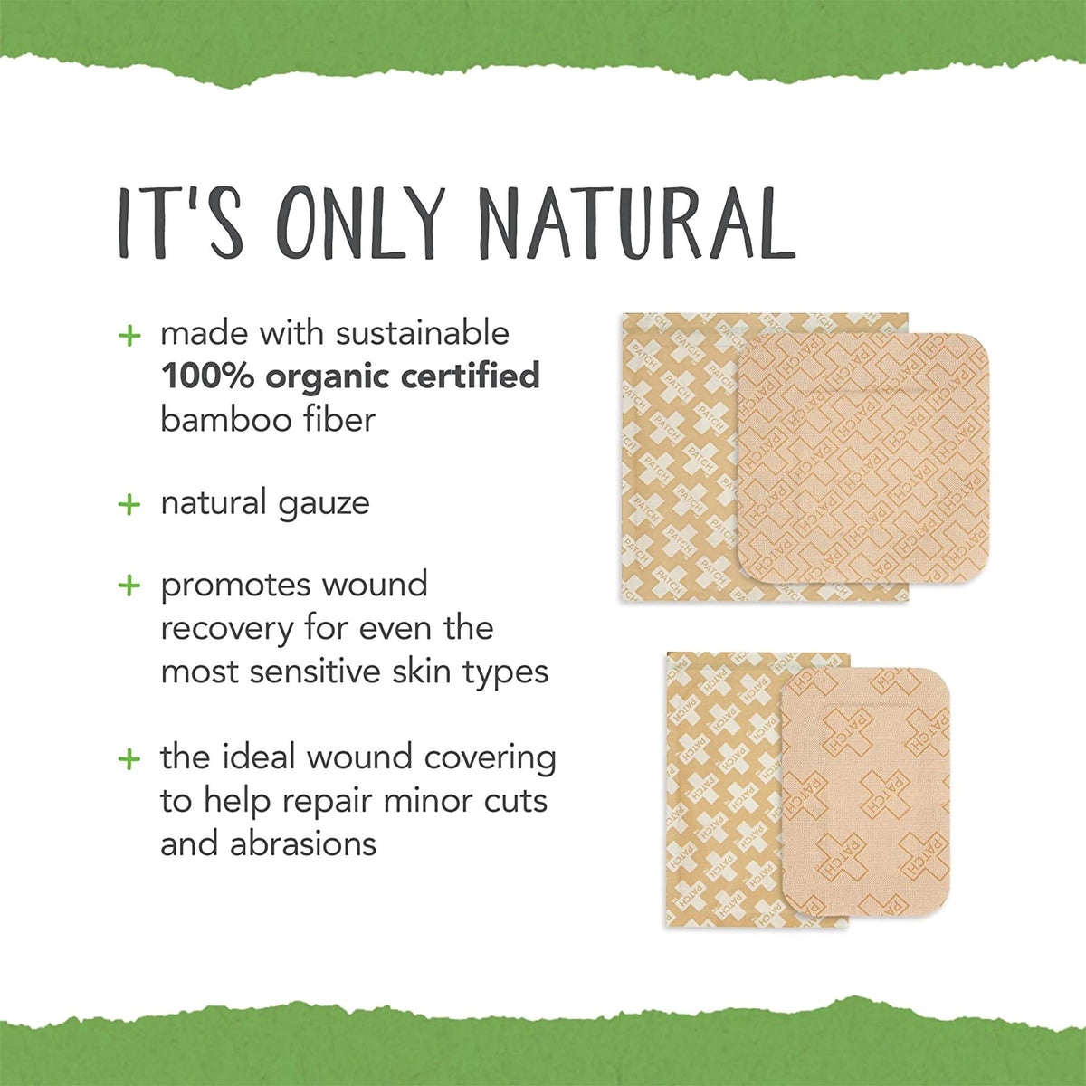Patch Adhesive Strip, 2 x 3 Inch / 3 x 3 Inch-Adhesive Strip Patch 2 X 3 Inch / 3 X 3 Inch Bamboo Rectangle / Square Tan Sterile
