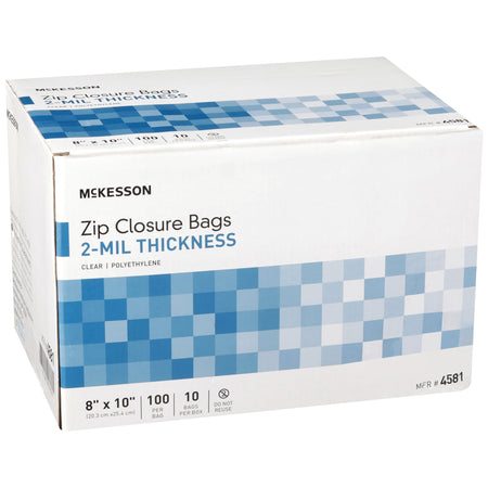 McKesson Zip Closure Bag, 8 X 10 Inches-Reclosable Bag McKesson 8 X 10 Inch Polyethylene Clear Zipper Closure