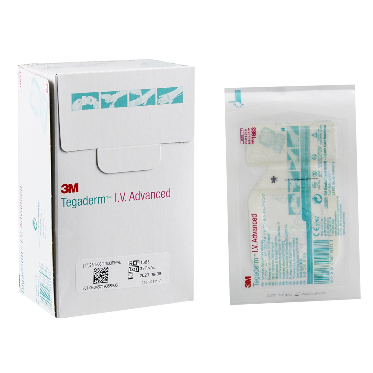 3M Tegaderm IV Advanced Securement Dressing, 2 x 2 Inch-I.V. Dressing 3M Tegaderm Film 2-1/2 X 2-3/4 Inch Sterile