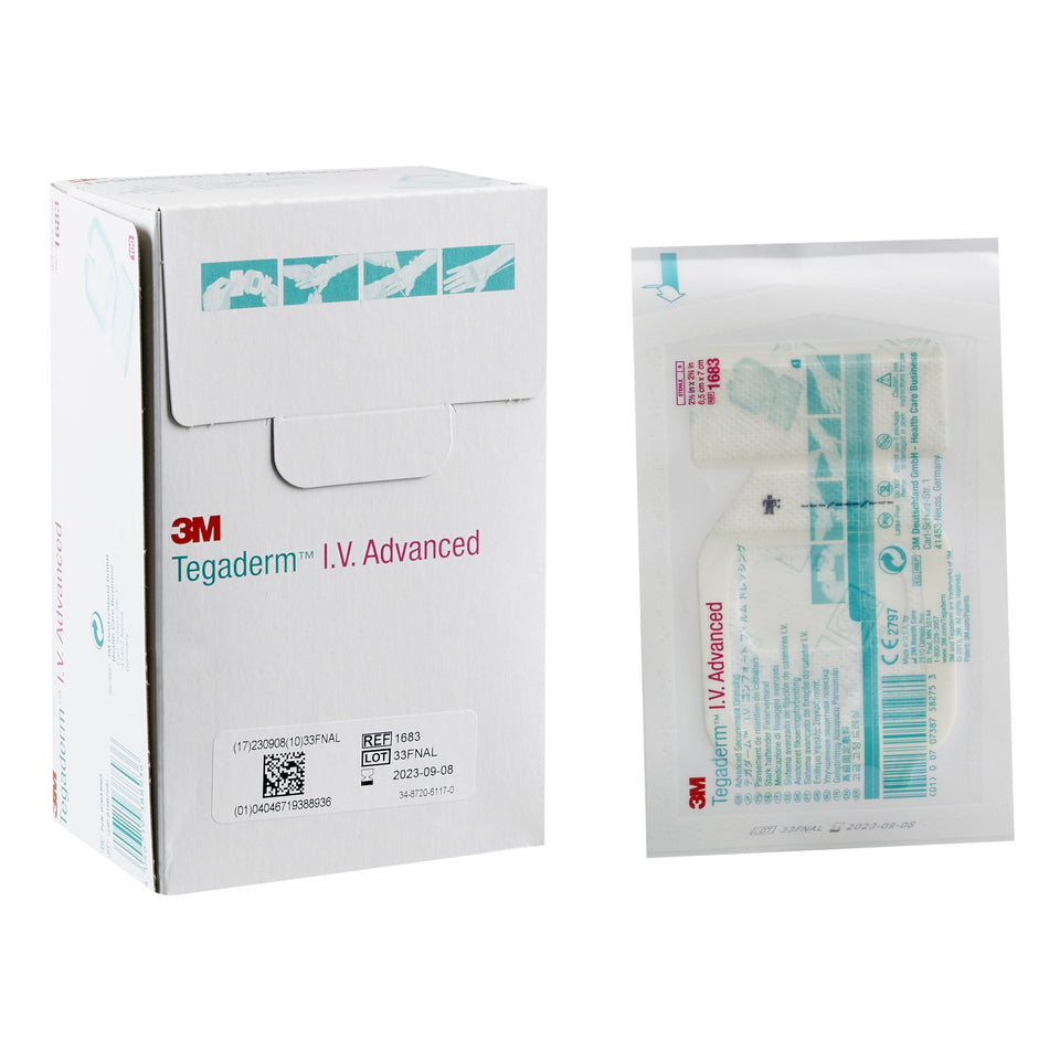 3M Tegaderm IV Advanced Securement Dressing, 2 x 2 Inch-I.V. Dressing 3M Tegaderm Film 2-1/2 X 2-3/4 Inch Sterile