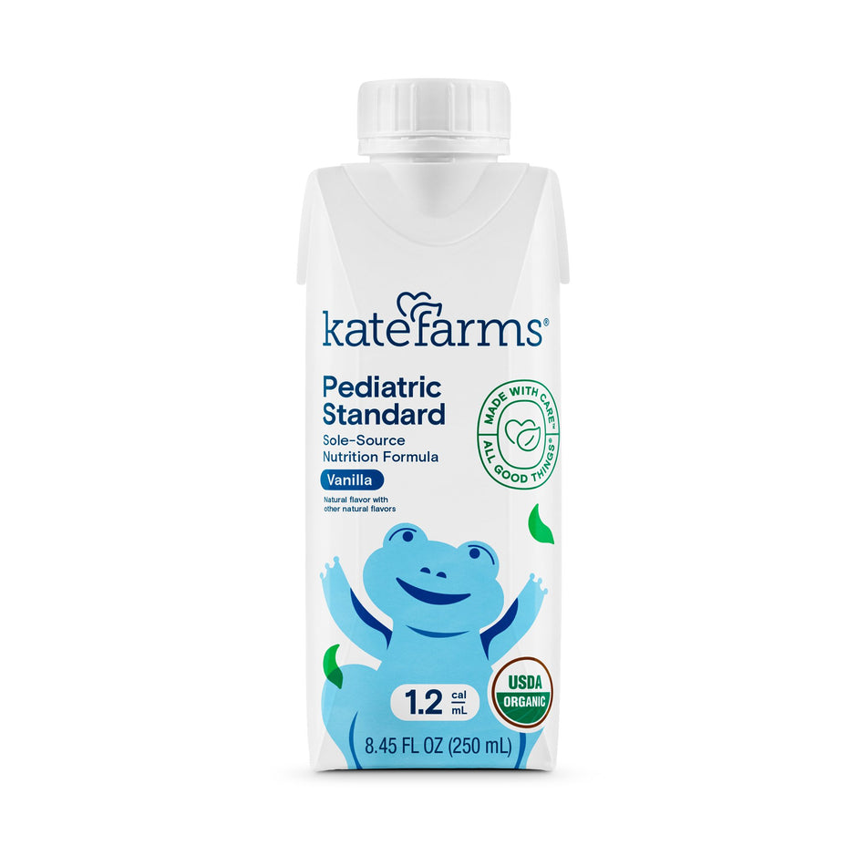Kate Farms� Pediatric Standard 1.2 Sole-Source Nutrition Formula, Vanilla Flavor, 8.45-ounce carton-Pediatric Oral Supplement Kate Farms Pediatric Standard 1.2 Vanilla Flavor 8.45 oz. Carton Liquid Organic Pea Protein