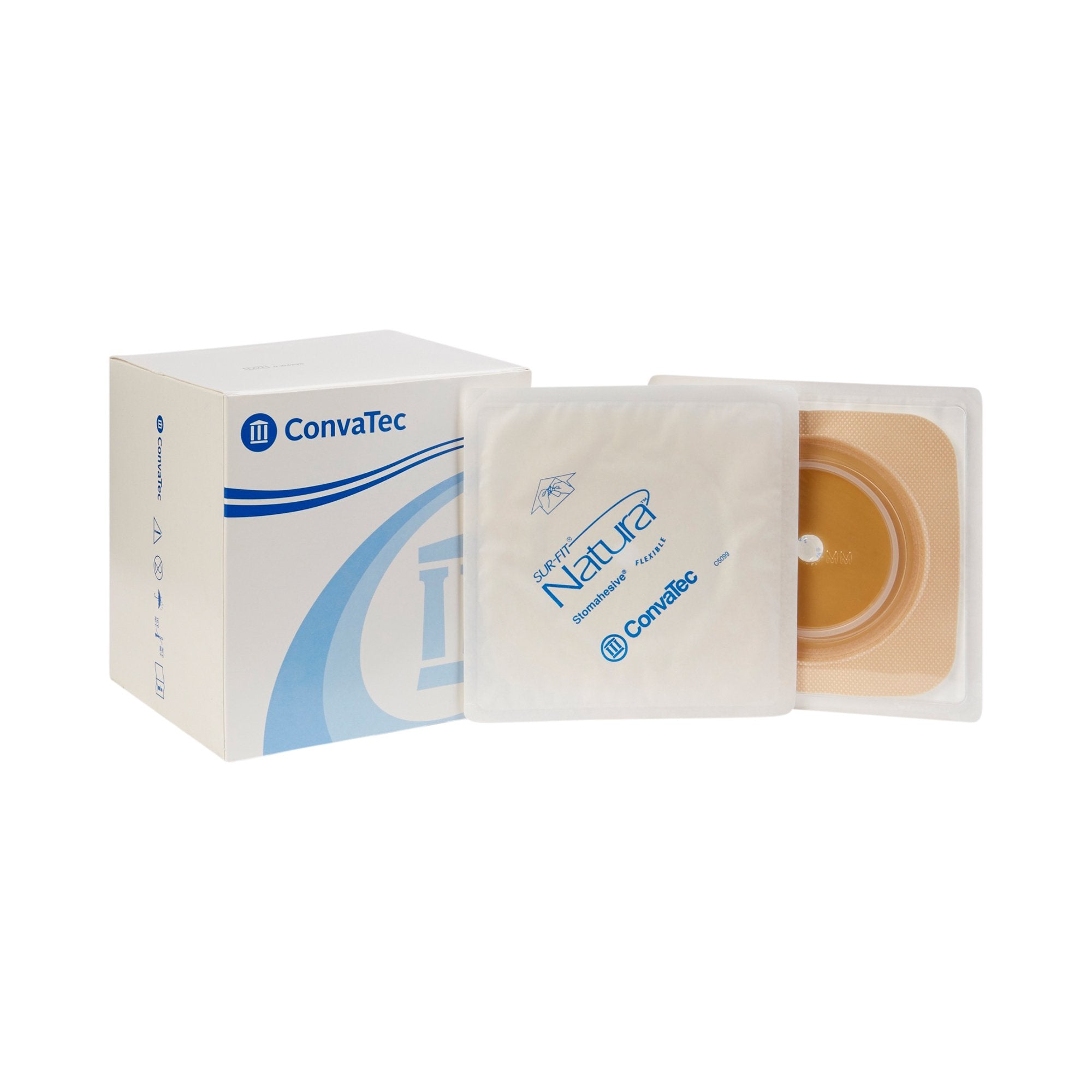 Sur-Fit Natura Colostomy Barrier With 1 7/8-2 Inch Stoma Opening, Tan-"Ostomy Barrier Sur-Fit Natura Trim to Fit, Standard Wear Stomahesive Adhesive 70 mm Flange Sur-Fit Natura System Hydrocolloid 1-7/8 to 2-1/2 Inch Opening 5 X 5 Inch"