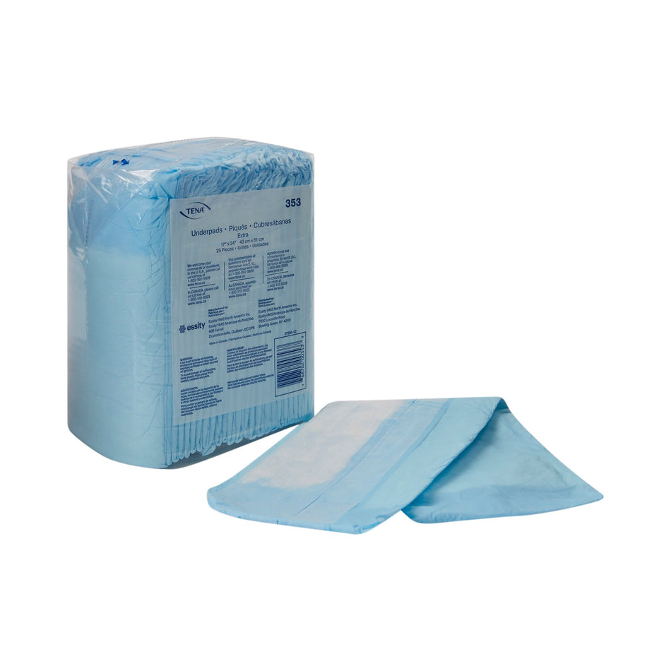 Tena Extra Absorbent Underpad, 17 x 24 Inch-Disposable Underpad TENA Extra 17 X 24 Inch Polymer Light Absorbency