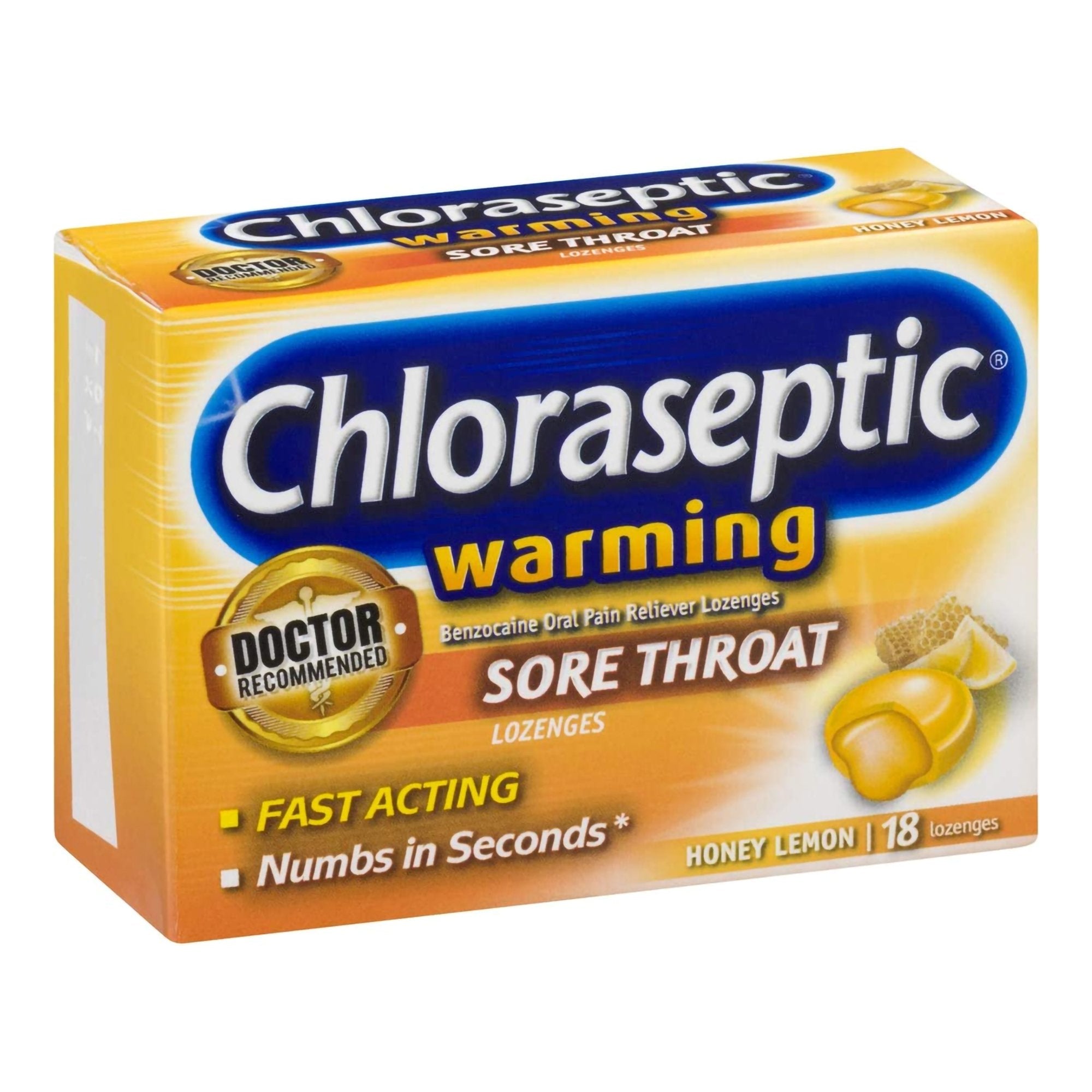 Chloraseptic Warming Sore Throat Lozenges Honey Lemon-Sore Throat Relief Chloraseptic Lozenge 18 per Box