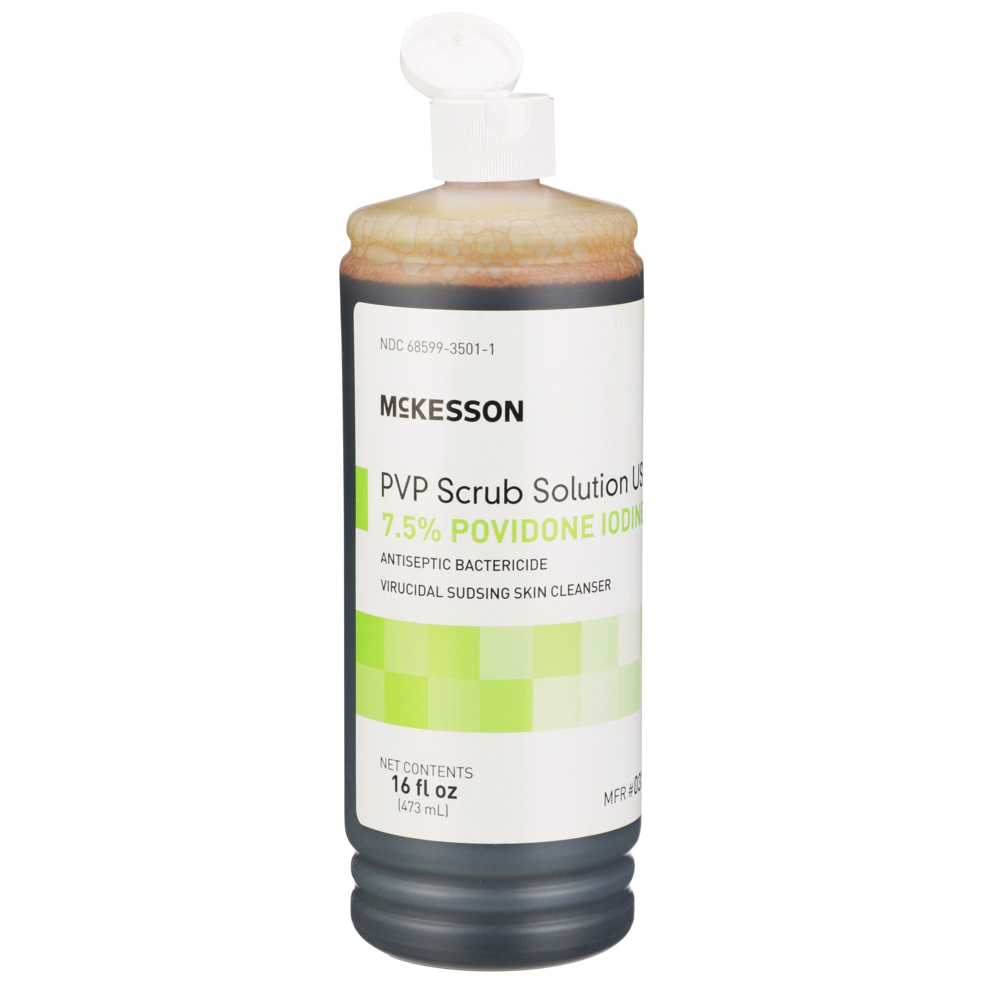 McKesson Bactericide Antiseptic PVP Scrub Solution, 16 oz. Bottle-Surgical Scrub Solution McKesson 16 oz. Flip-Top Bottle 7.5% Strength Povidone-Iodine NonSterile