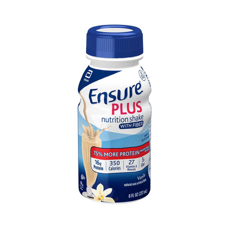 Ensure Plus Nutrition Shake with Fiber, Vanilla-Oral Supplement Ensure Plus with Fiber Vanilla Flavor Liquid 8 oz. Bottle