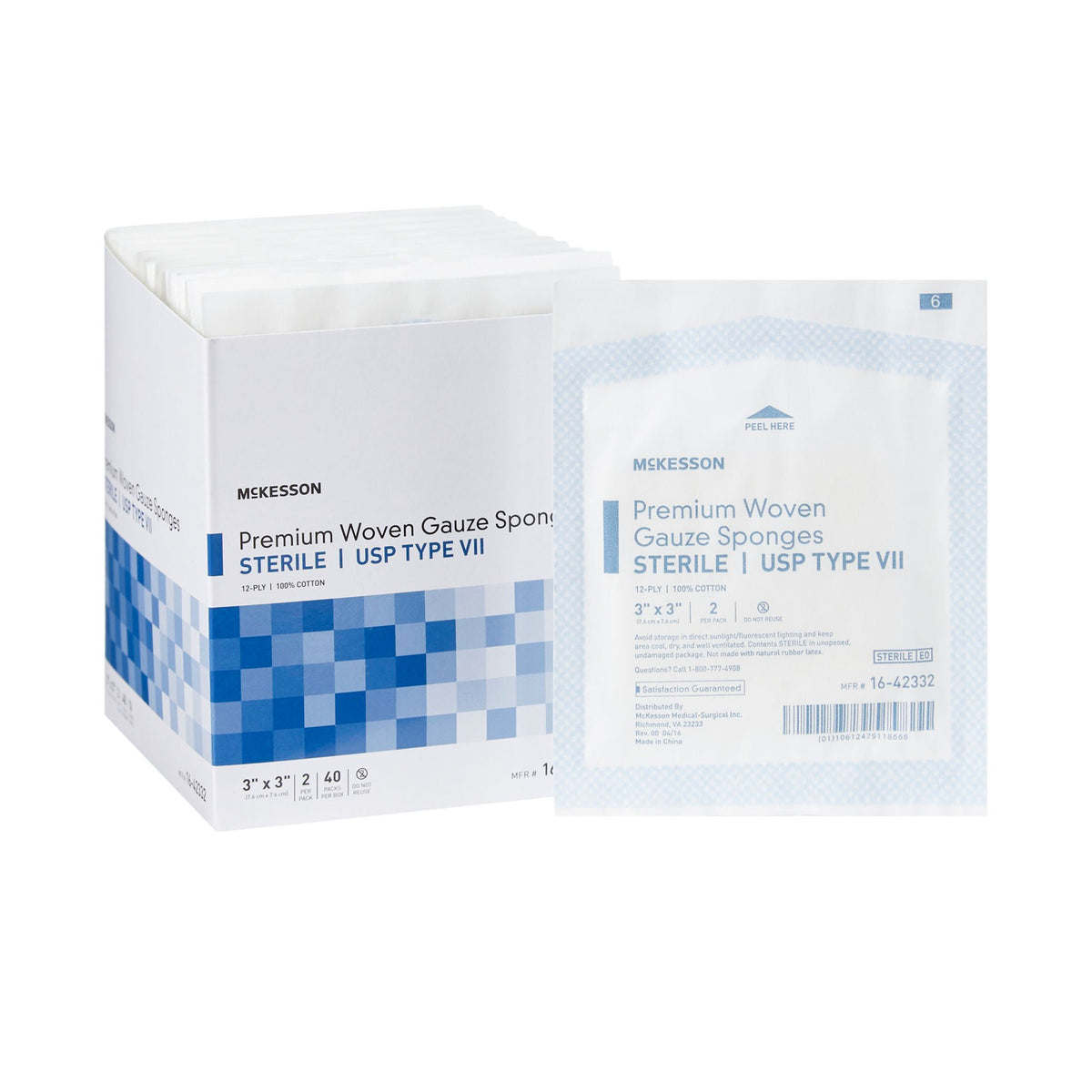 McKesson Sterile USP Type VII Gauze Sponge, 3 x 3 Inch, 12-Ply - Wound Care>General Wound Care>General Purpose Dressings>G...