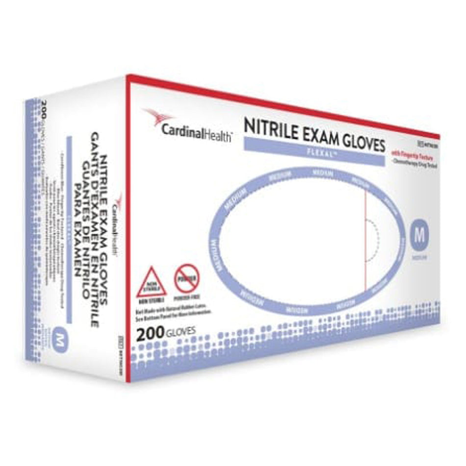 Flexal Nitrile Exam Glove, Medium, Blue-Exam Glove FLEXAL Nitrile Medium NonSterile Nitrile Standard Cuff Length Textured Fingertips Blue Chemo Tested