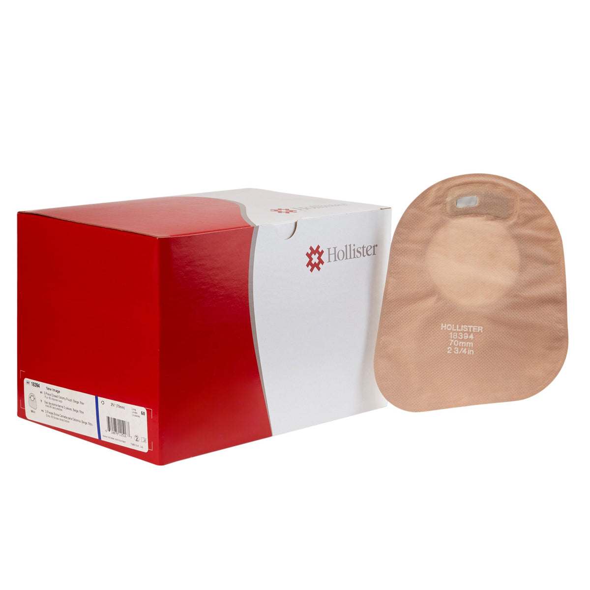 New Image Two-Piece Closed End Beige Filtered Ostomy Pouch, 7 Inch Length, 2 Inch Flange-Ostomy Pouch New Image Two-Piece System 7 Inch Length Closed End