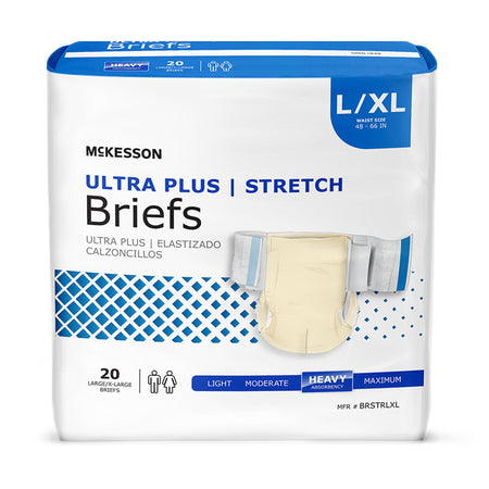 McKesson Ultra Plus Stretch Heavy Absorbency Incontinence Brief, Large / X-Large - Incontinence>Adult Briefs and Protectiv...