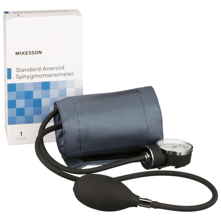 McKesson Brand Aneroid Sphygmomanometer with Cuff, 2-Tube, Pocket-Size, Handheld, Adult Medium Cuff, Dark Blue-Aneroid Sphygmomanometer Unit McKesson Brand Adult Cuff Nylon Cuff 23 - 40 cm Pocket Aneroid