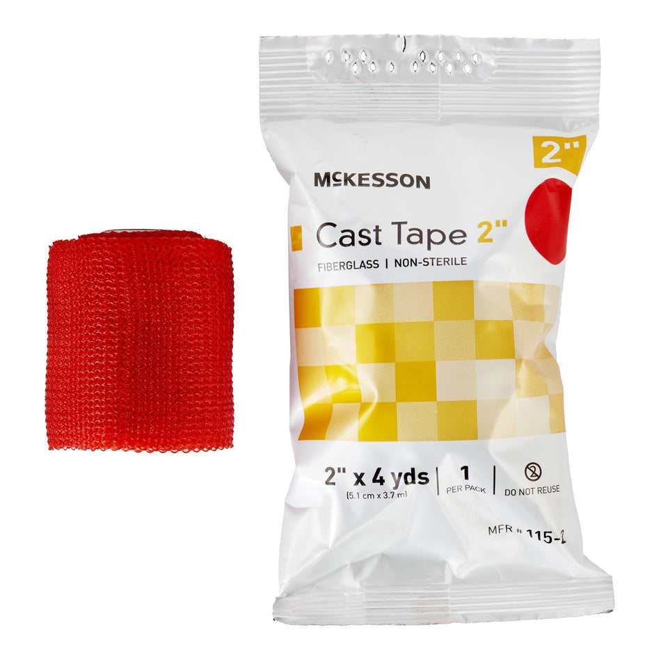 McKesson Red Cast Tape, 2 Inch x 4 Yard-Cast Tape McKesson 2 Inch X 12 Foot Fiberglass Red