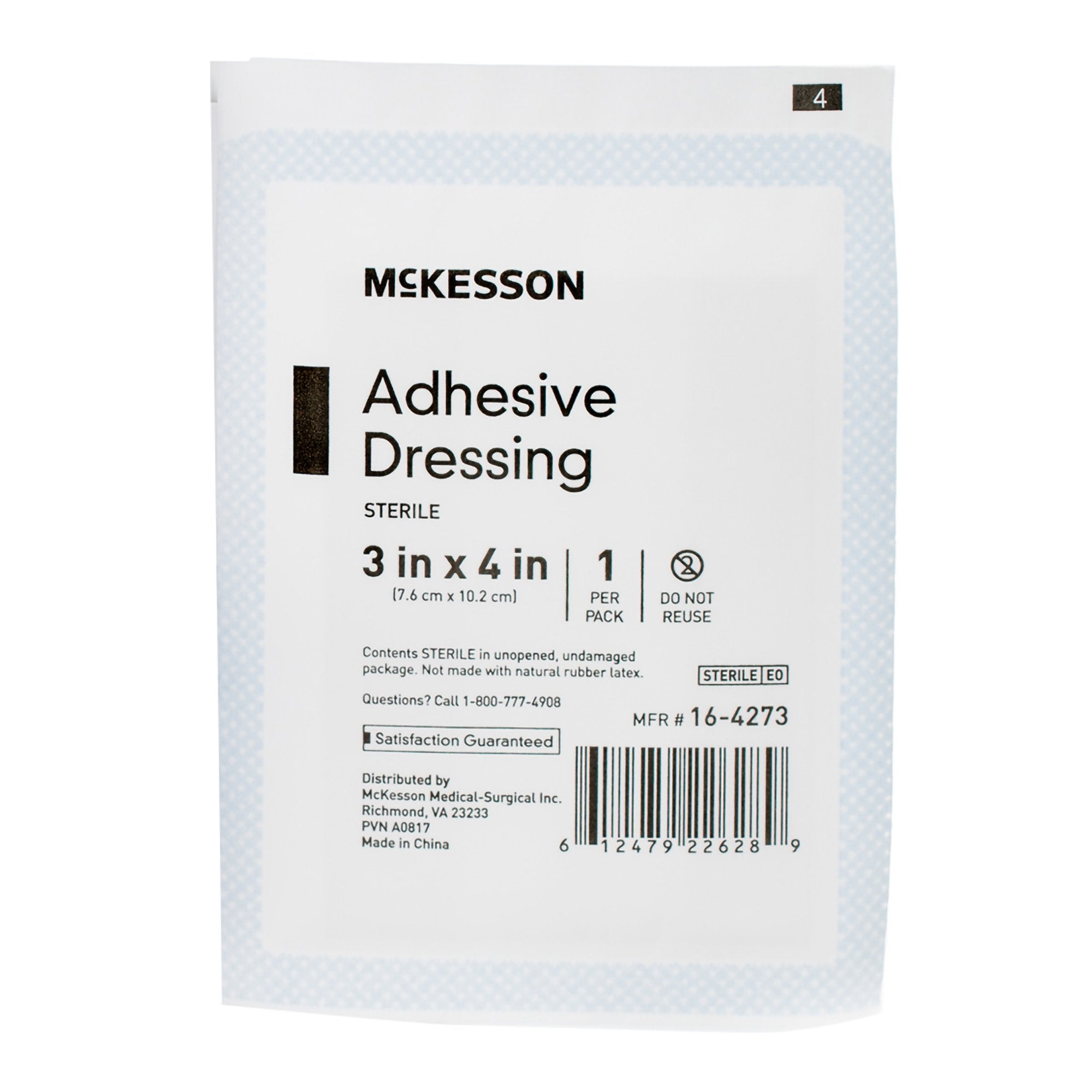 McKesson White Adhesive Dressing, 3 x 4 Inch-Island Dressing McKesson 3 X 4 Inch Rectangle Sterile