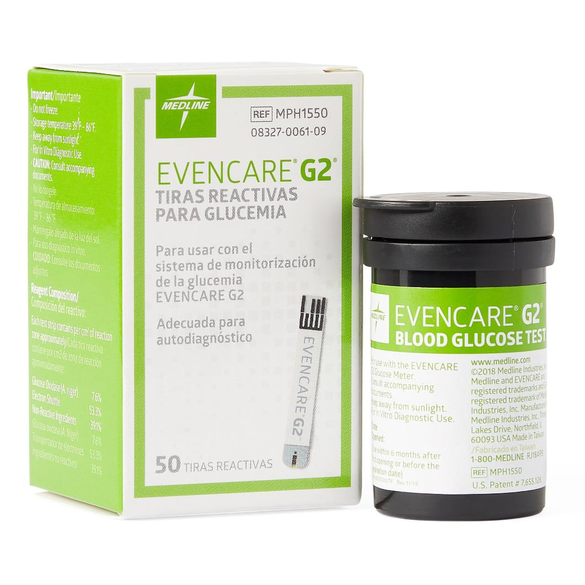 Blood Glucose Test Strips EvenCare® G2® 50 Strips per Pack For EvenCare® G2® Blood Glucose Monitoring System - Diagnostic...