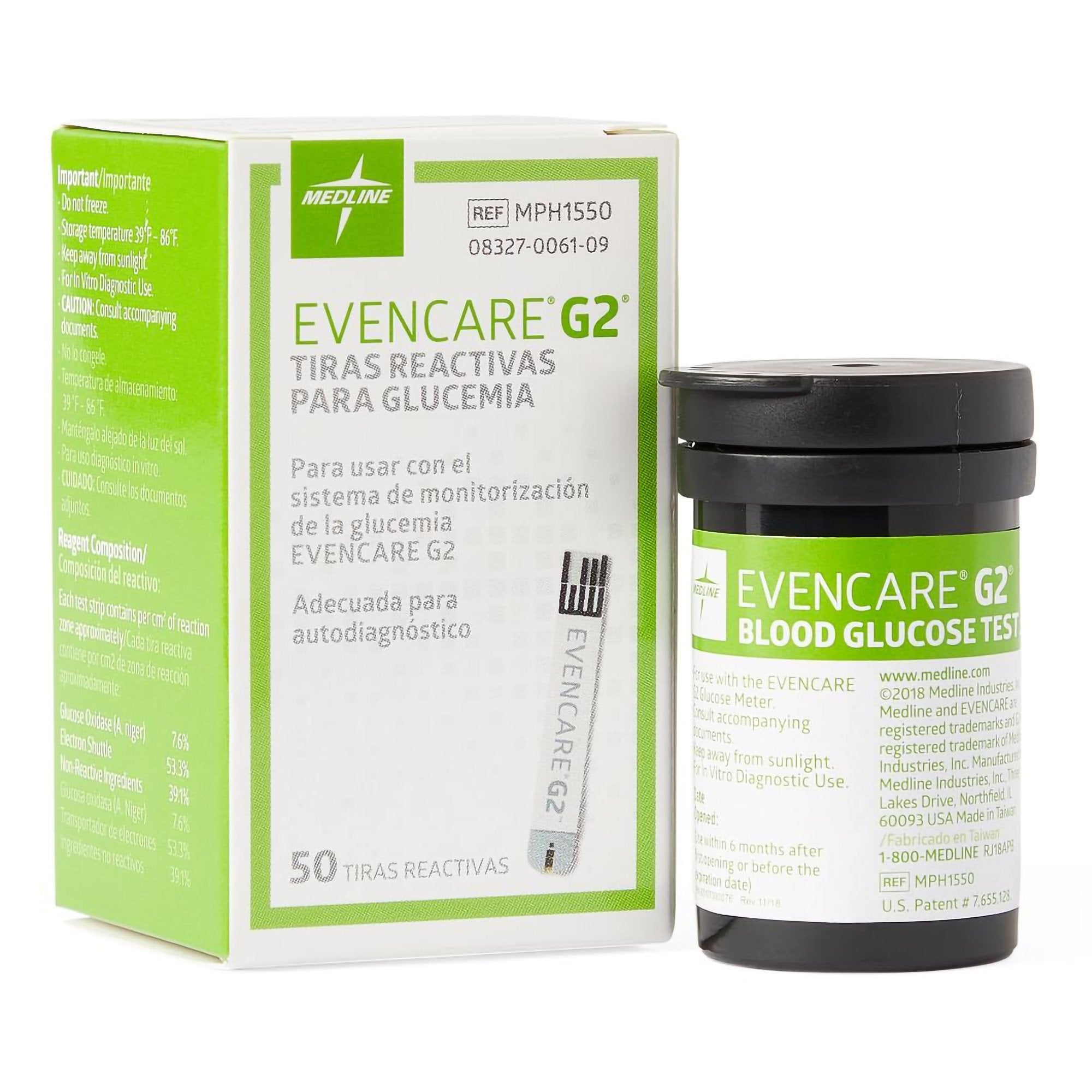 Blood Glucose Test Strips EvenCare® G2® 50 Strips per Pack For EvenCare® G2® Blood Glucose Monitoring System - Diagnostic...