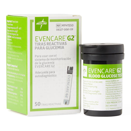 Blood Glucose Test Strips EvenCare® G2® 50 Strips per Pack For EvenCare® G2® Blood Glucose Monitoring System - Diagnostic...