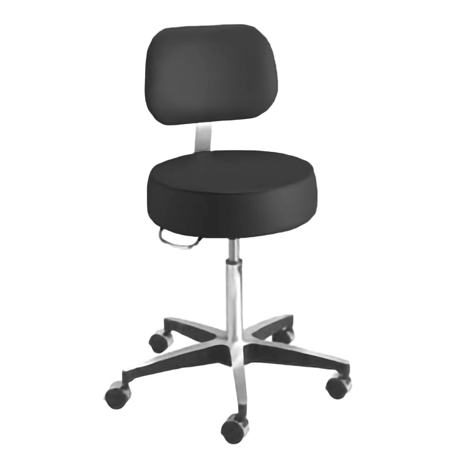 McKesson Pneumatic Exam Stool with Backrest-Exam Stool McKesson Backrest Pneumatic Height Adjustment 5 Casters Black