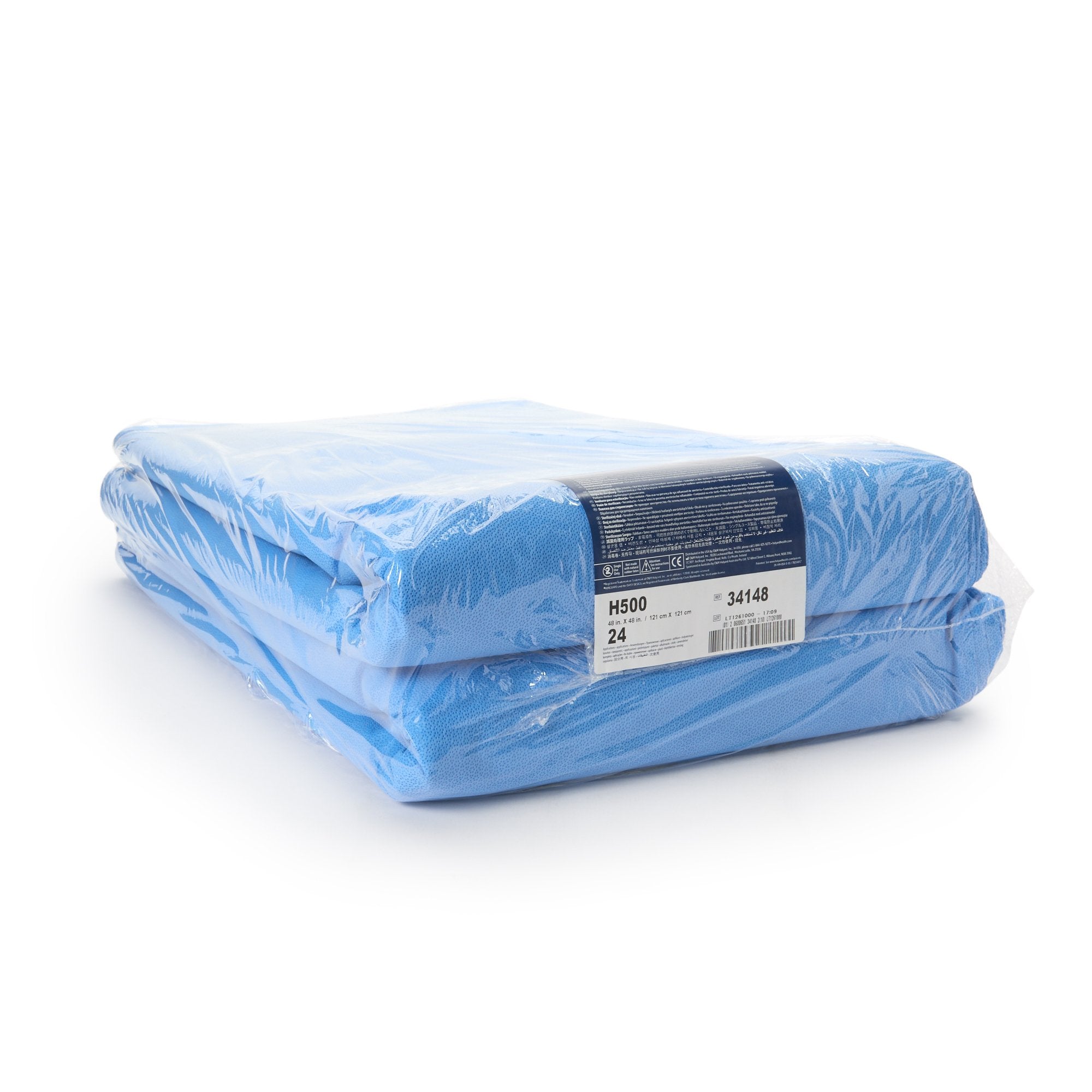Quick Check H500 Sterilization Wrap, 48 x 48 Inch-QUICK CHECK* H500 Sterilization Wrap White / Blue 48 X 48 Inch Dual Layer SMS Polypropylene Steam / EO Gas / Hydrogen Peroxide