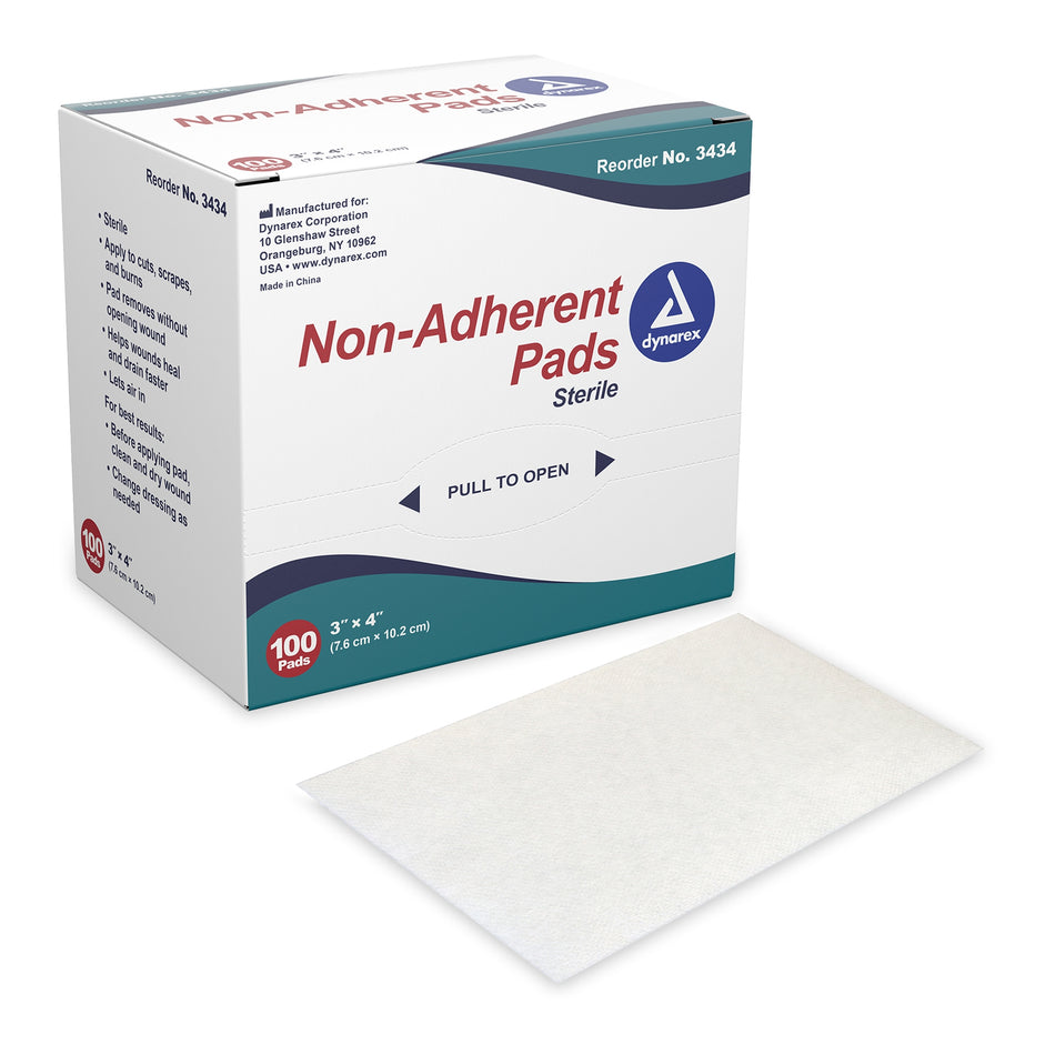 dynarex� Nonadherent Dressing, 3 x 4 Inch-Non-Adherent Dressing Dynarex� 3 X 4 Inch Sterile 100 per Pack