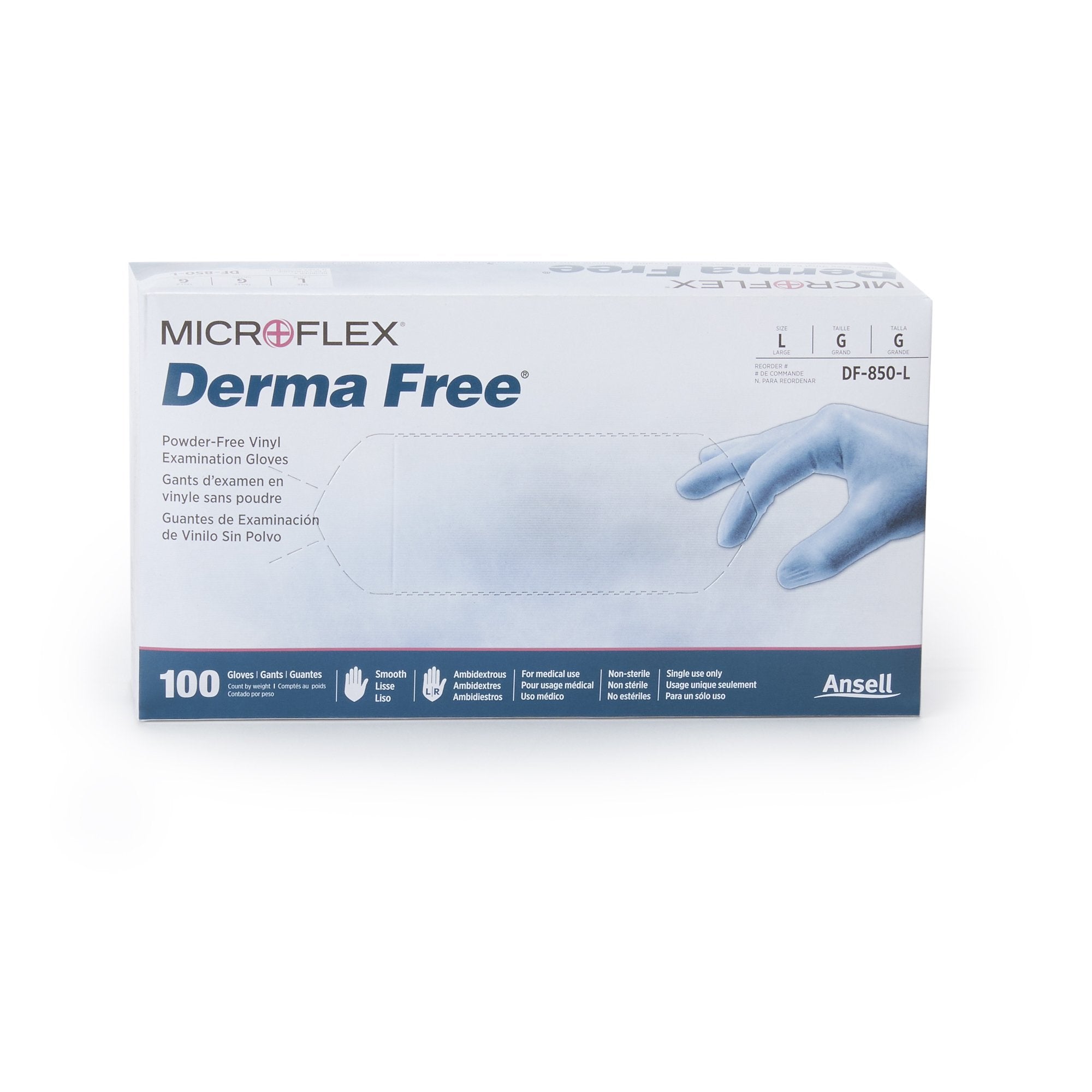 Derma Free™ Vinyl Exam Glove, Large, Clear - Gloves>Exam Gloves - Microflex Medical