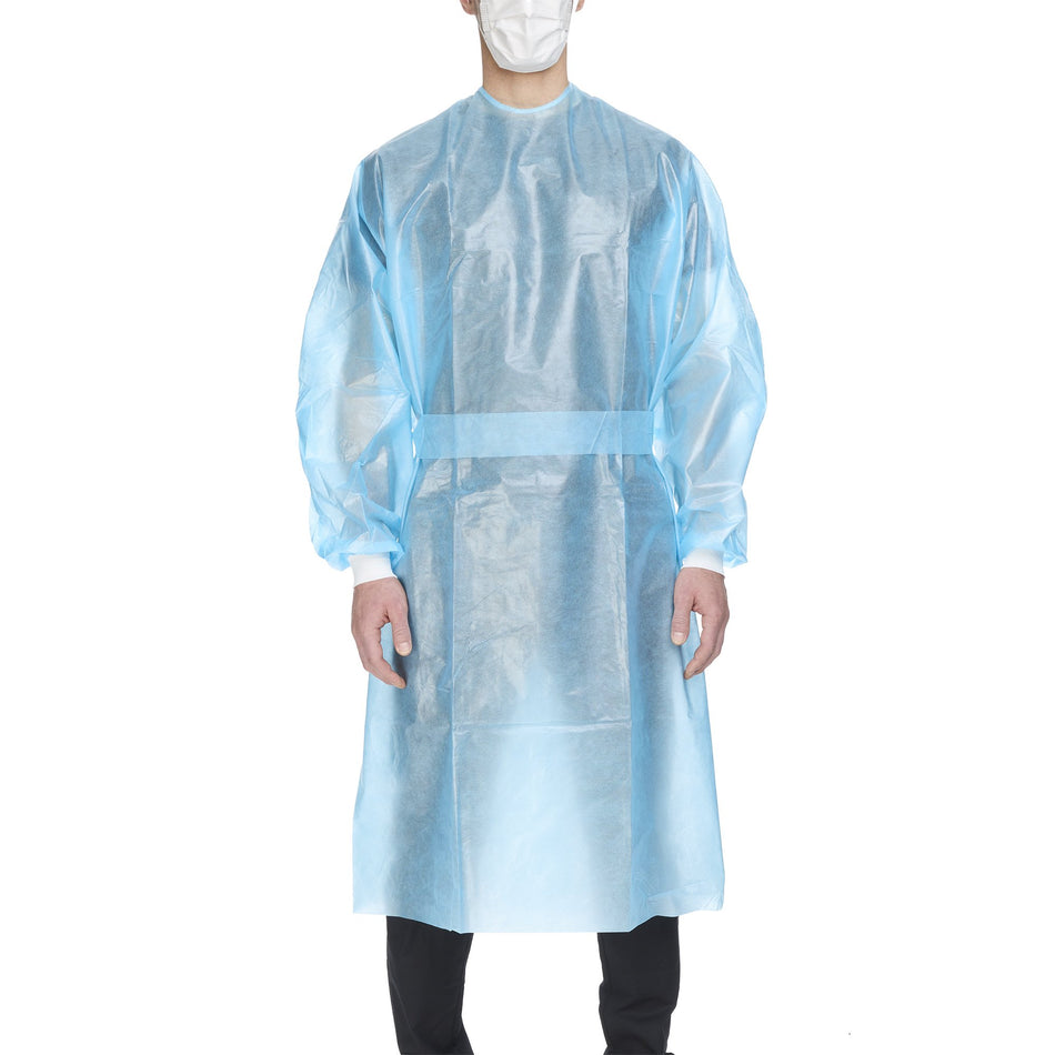 McKesson Full Back Chemotherapy Procedure Gown, Extra Large-Chemotherapy Procedure Gown McKesson X-Large Blue NonSterile AAMI Level 2 / ASTM D6978 Disposable