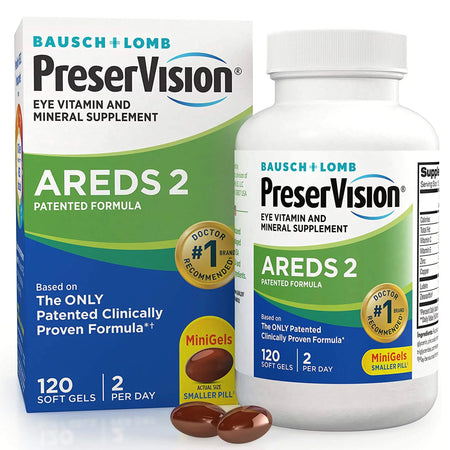 PreserVision Areds 2 Ascorbic Acid / Vitamin E Eye Supplement-Eye Vitamin Supplement PreserVision Areds 2 Ascorbic Acid / Vitamin E 2200 IU - 226 mg Strength Capsule 120 per Bottle