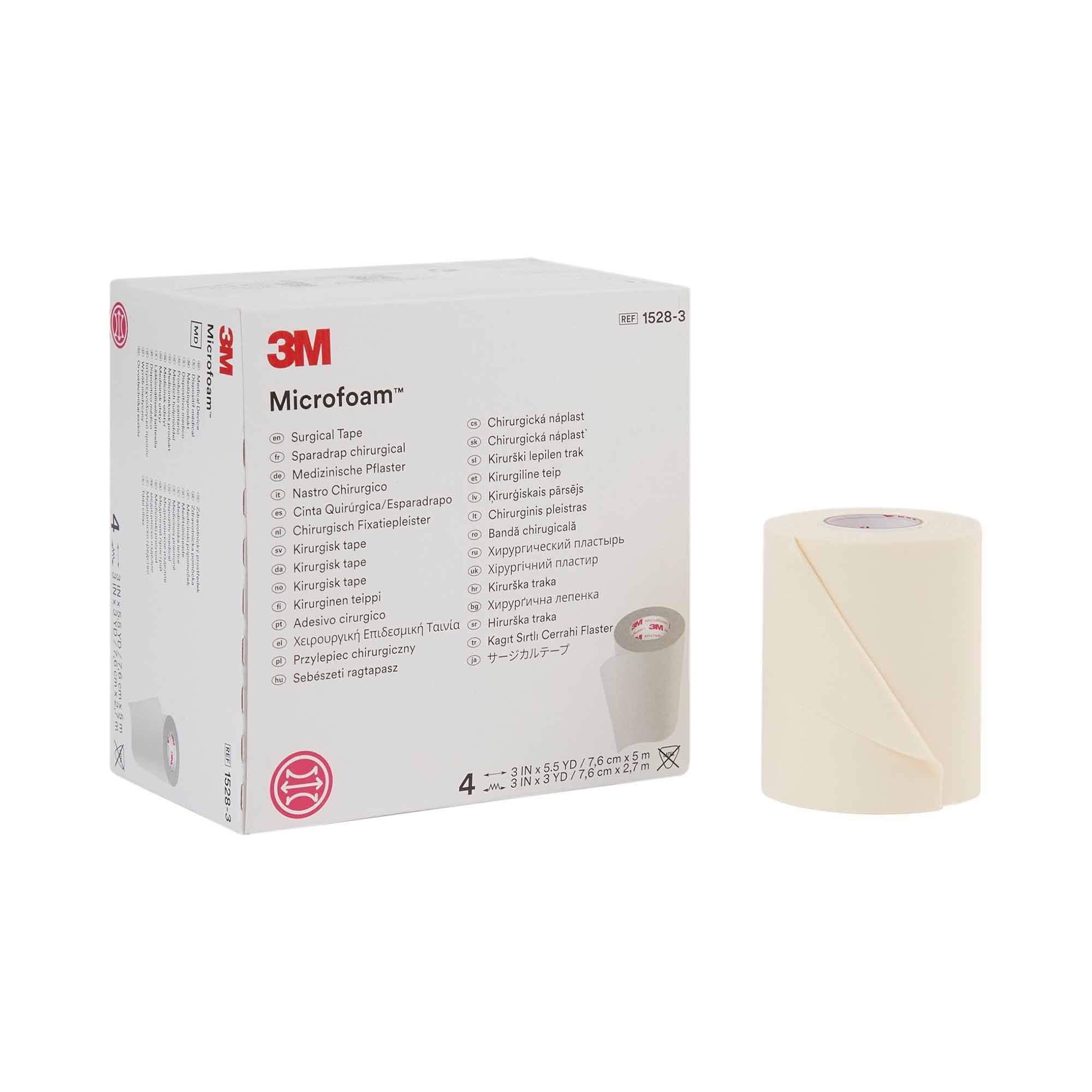 3M™ Microfoam™ Foam / Acrylic Adhesive Medical Tape, 3 Inch x 5-1/2 Yard, White - Wound Care>General Wound Care>Medical Ta...