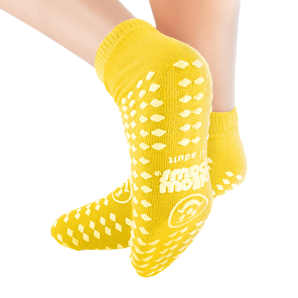 Pillow Paws Yellow Risk Alert Terries Slipper Socks, Adult-Slipper Socks Pillow Paws Risk Alert Terries Unisex Adult One Size Fits Most All Around Tread Single Patient Use Yellow