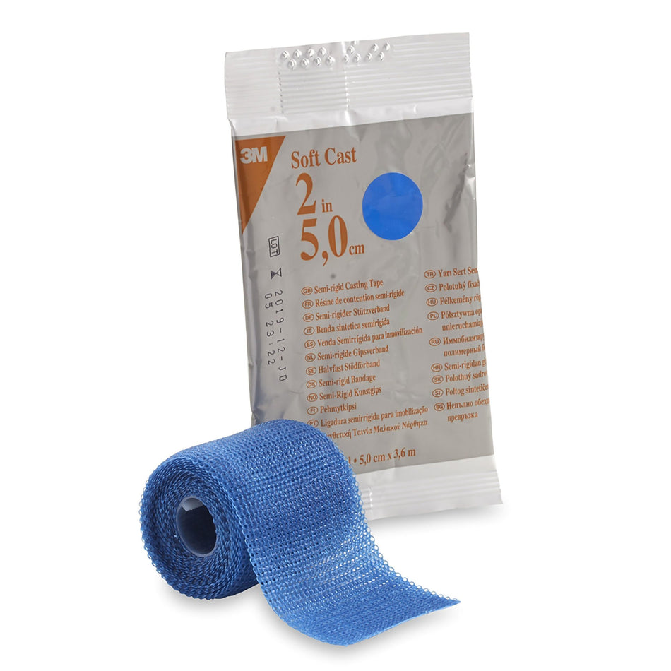 Cast Tape 3M™ Scotchcast™ Soft Cast Semi-Rigid 2 Inch X 12 Foot Fiberglass Blue - Orthopedic>Casting>Cast and Splint Mater...